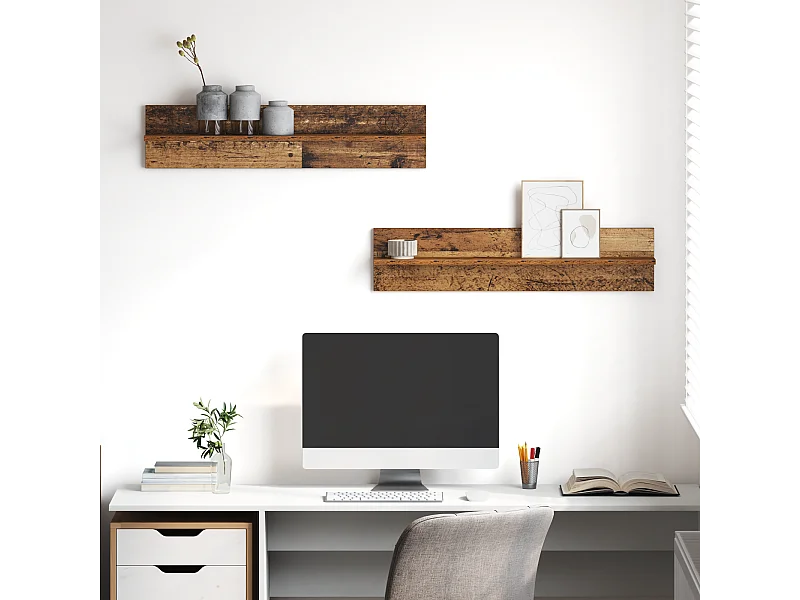 Étagères Murales 2 pcs Bois ancien 80 x 11,5 x 18 cm