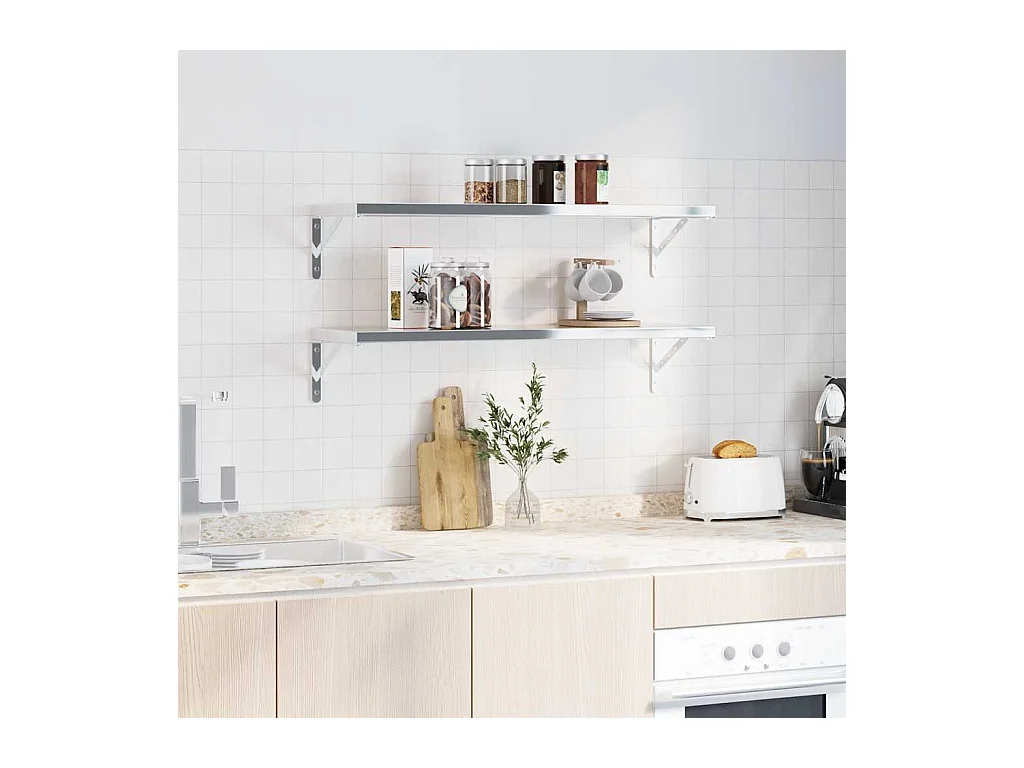 Supports d'étagères 4pcs 30x2,5x15,5cm argenté acier inoxydable