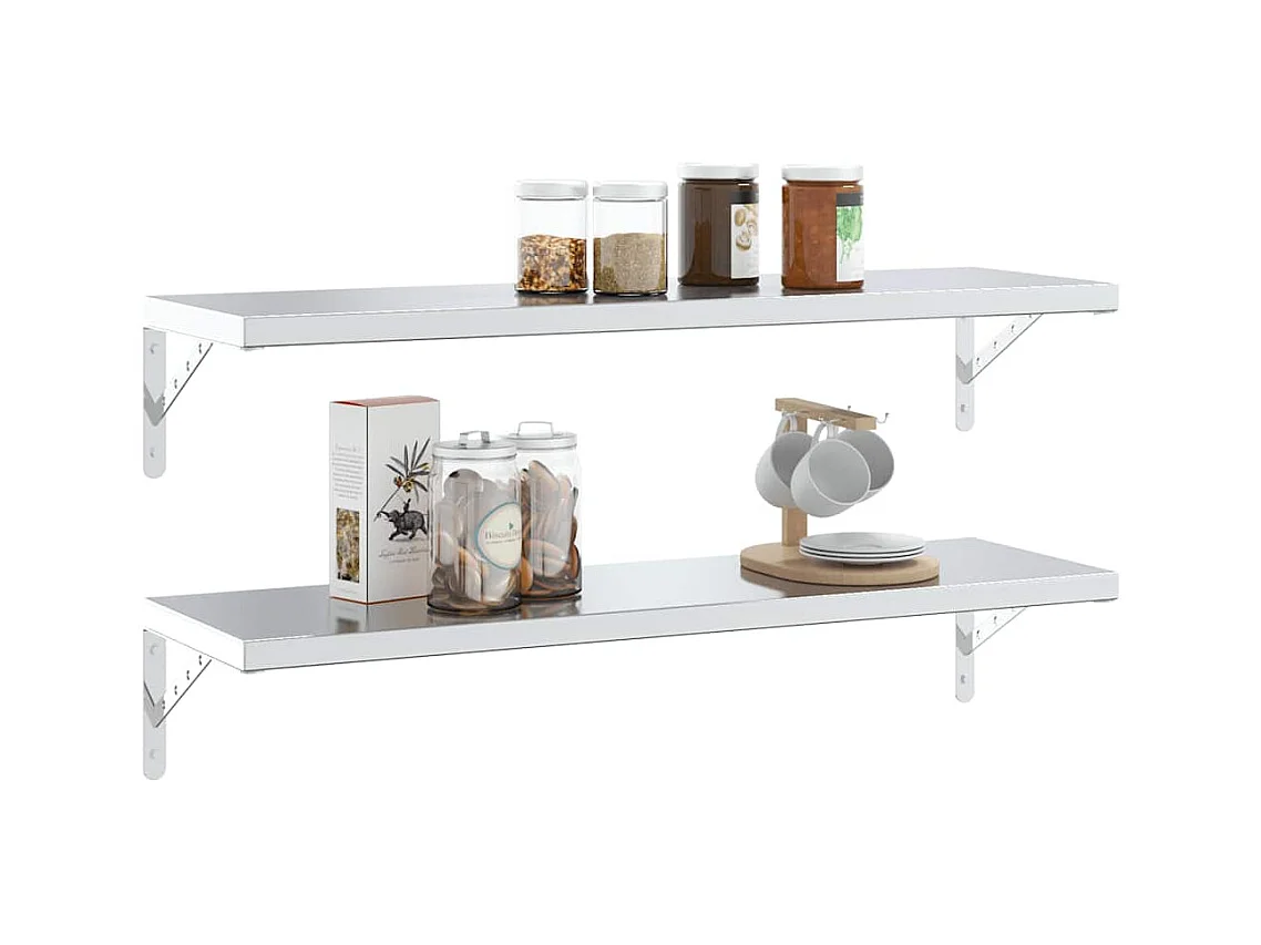 Supports d'étagères 4pcs 30x2,5x15,5cm argenté acier inoxydable