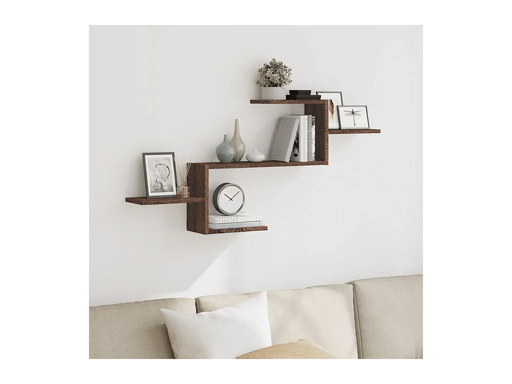 Bruine eikenhouten wandplank 104x15x49 cm bewerkt hout