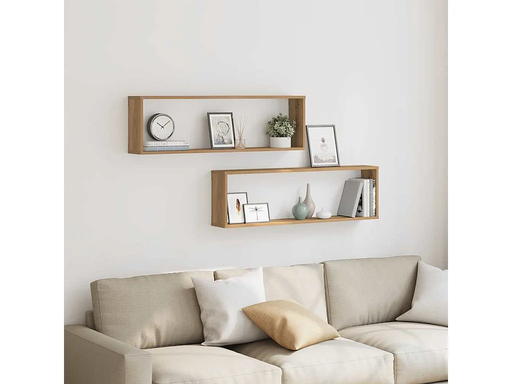 Étagères cube murales 2 pcs chêne artisanal bois ingénierie