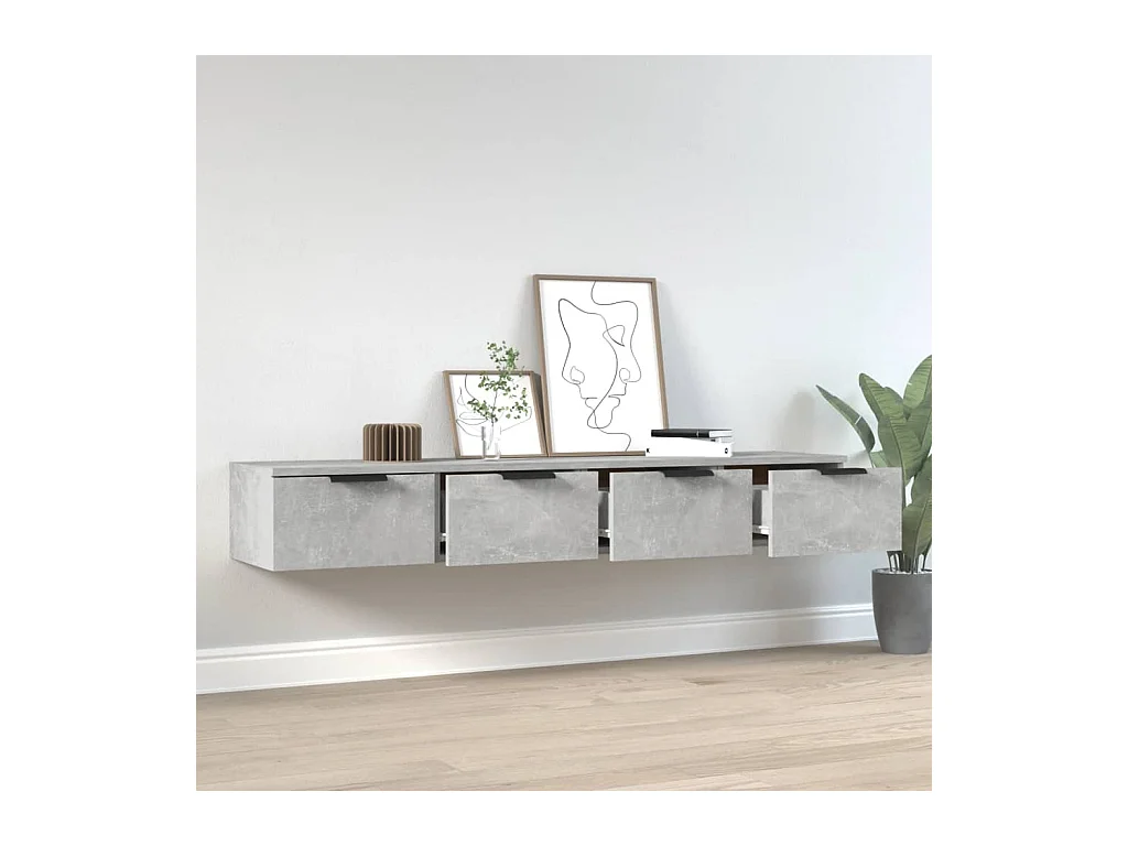 Armoires murales 2 pcs Gris béton 68x30x20 cm Bois d'ingénierie