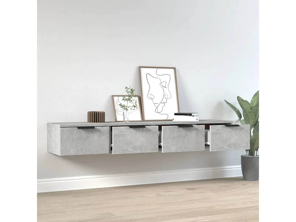 Armoires murales 2 pcs Gris béton 68x30x20 cm Bois d'ingénierie