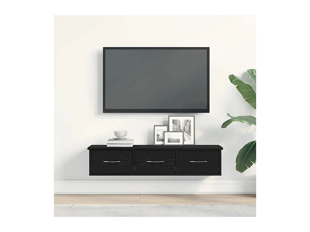 Mobiletto da parete in rovere nero 88x26x18,5 cm in legno ingegnerizzato