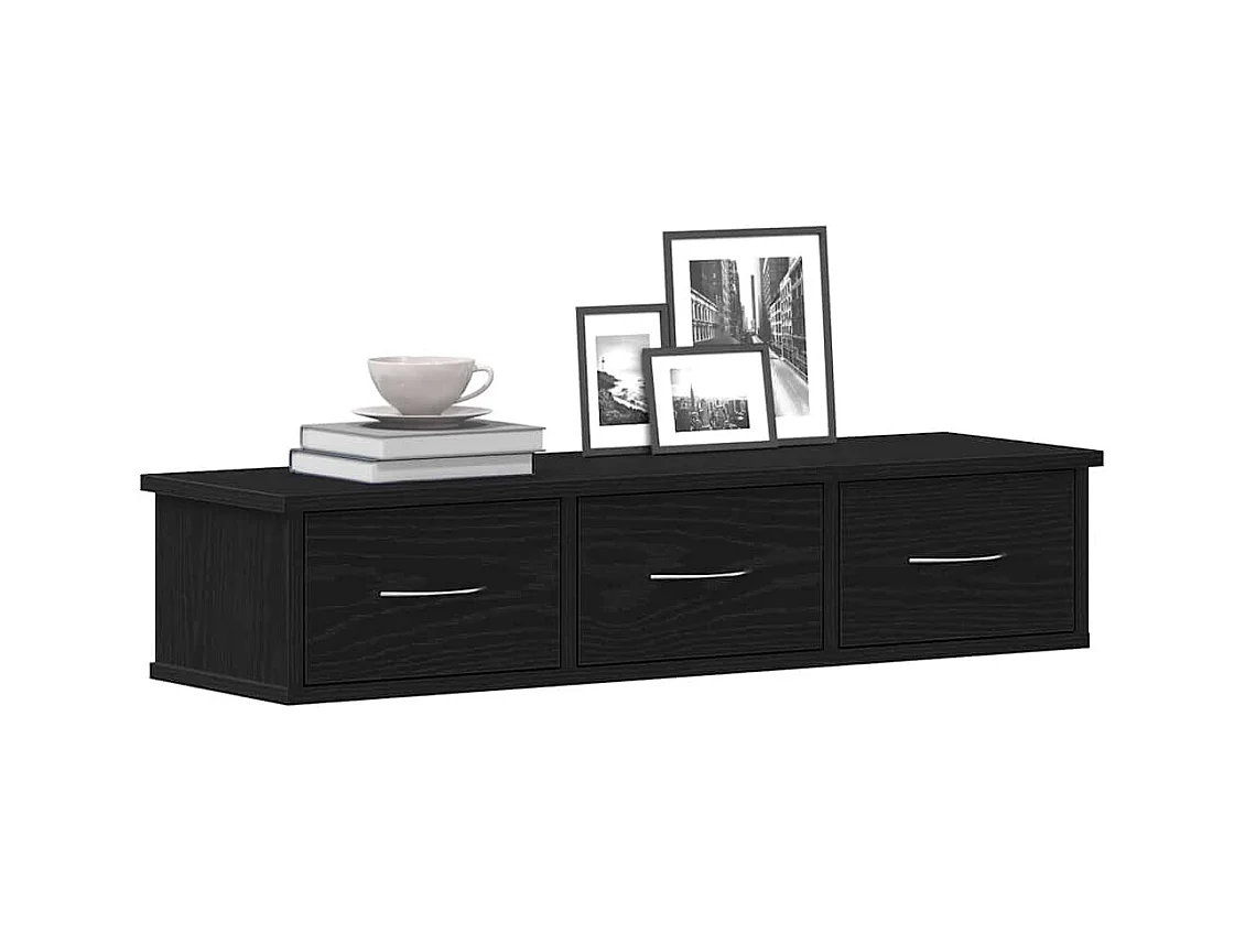 Mobiletto da parete in rovere nero 88x26x18,5 cm in legno ingegnerizzato
