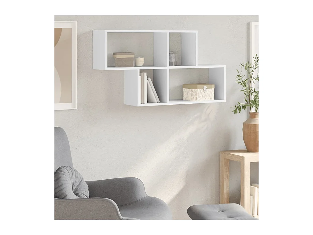Weißes Wandregal 100x20x53 cm Holzwerkstoff