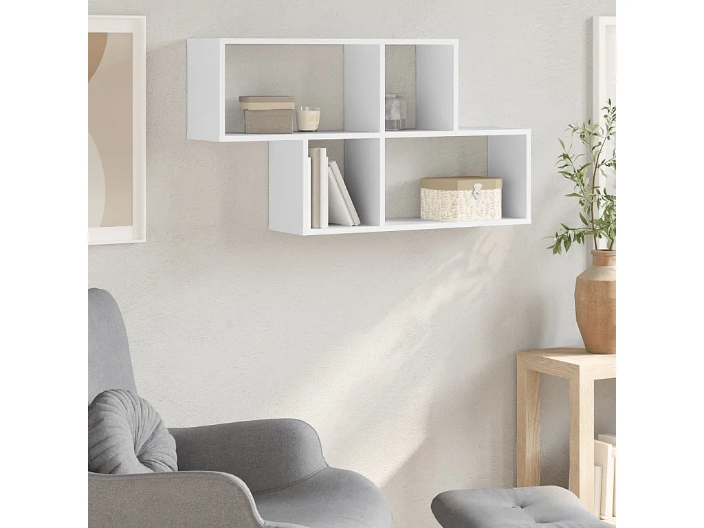 Weißes Wandregal 100x20x53 cm Holzwerkstoff
