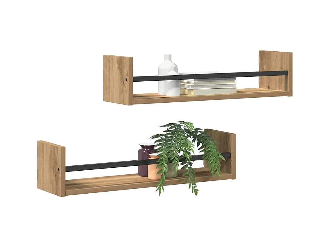 Étagères murales 2 pcs Chêne artisanal 60x16x14 cm Bois d'ingénierie