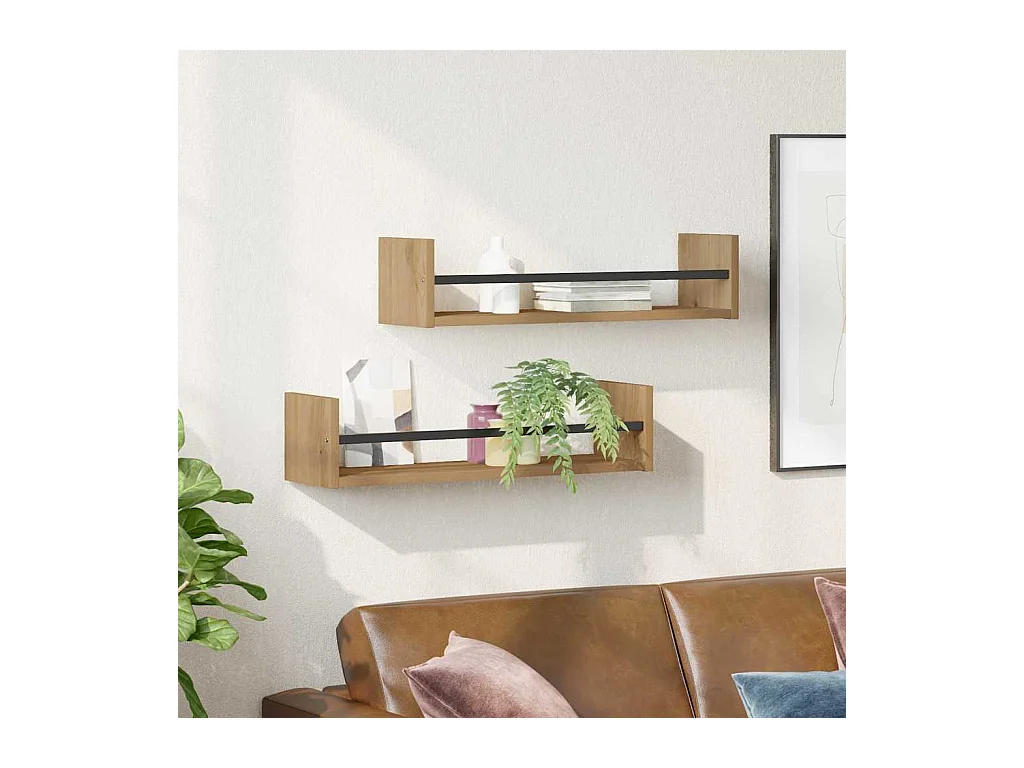 Étagères murales 2 pcs Chêne artisanal 60x16x14 cm Bois d'ingénierie