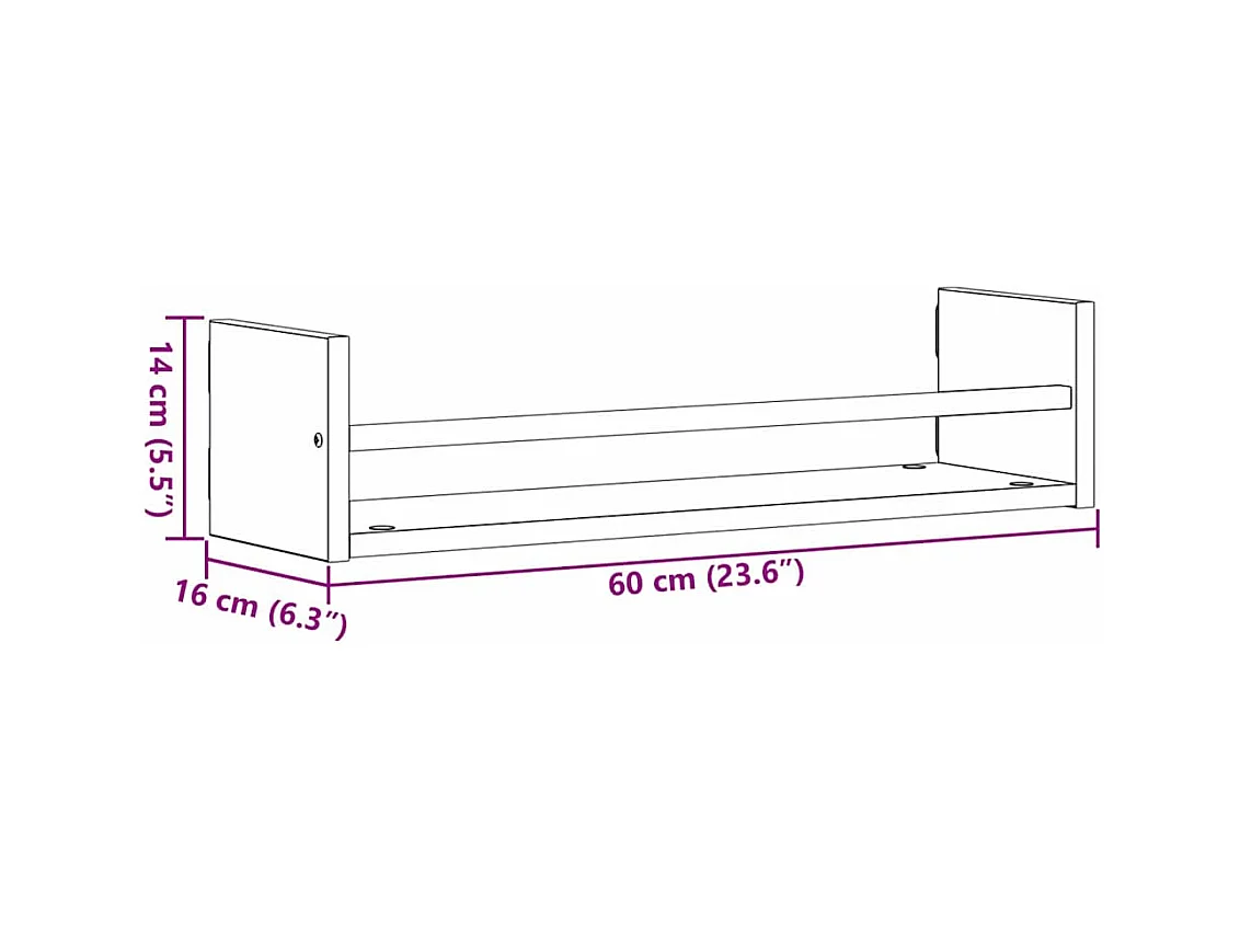 Étagères murales 2 pcs Chêne artisanal 60x16x14 cm Bois d'ingénierie
