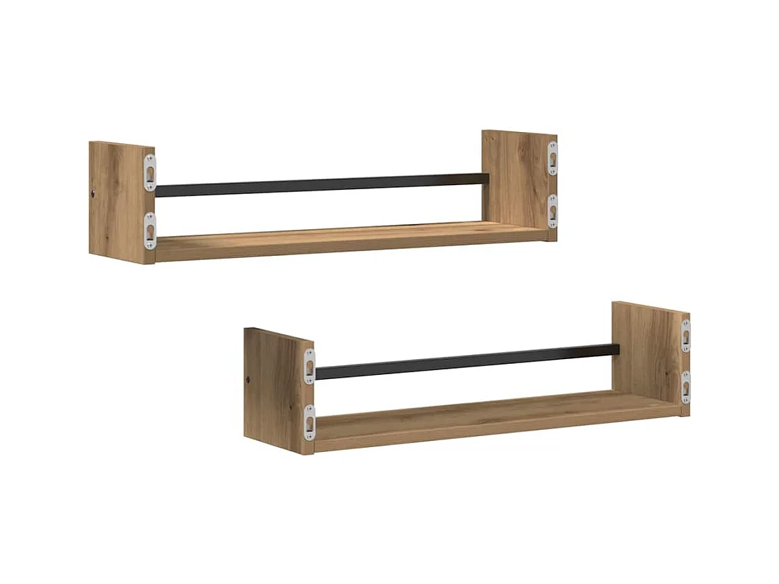 Étagères murales 2 pcs Chêne artisanal 60x16x14 cm Bois d'ingénierie