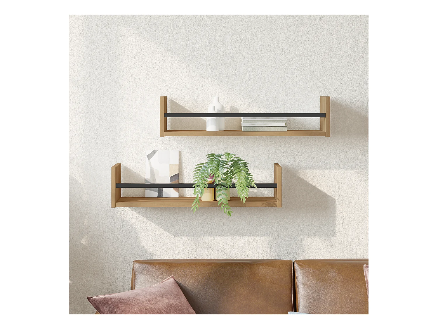 Wandplanken 2 stuks Handgemaakt eikenhout 60x16x14 cm Technisch hout