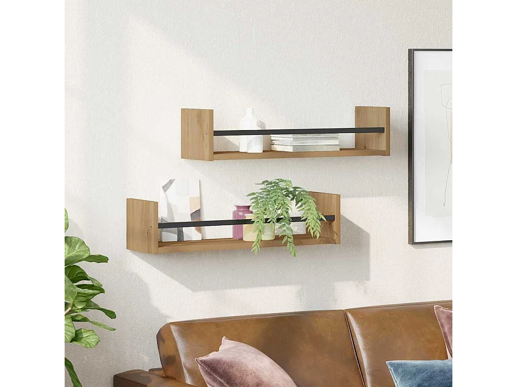 Étagères murales 2 pcs Chêne artisanal 60x16x14 cm Bois d'ingénierie
