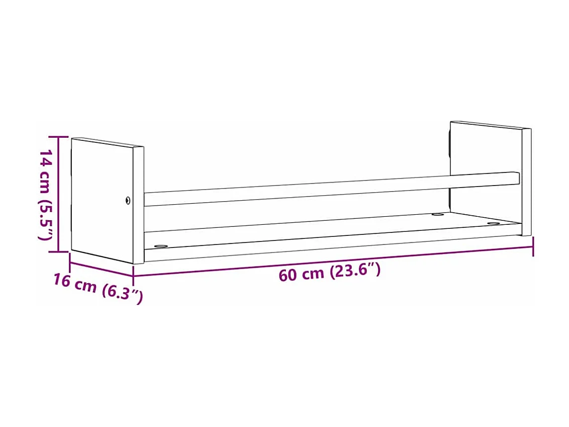 Étagères murales 2 pcs Chêne artisanal 60x16x14 cm Bois d'ingénierie