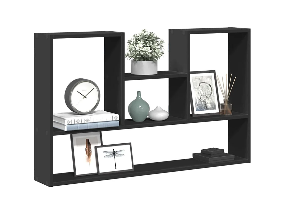 Zwarte wandplank 99x15x60 cm bewerkt hout