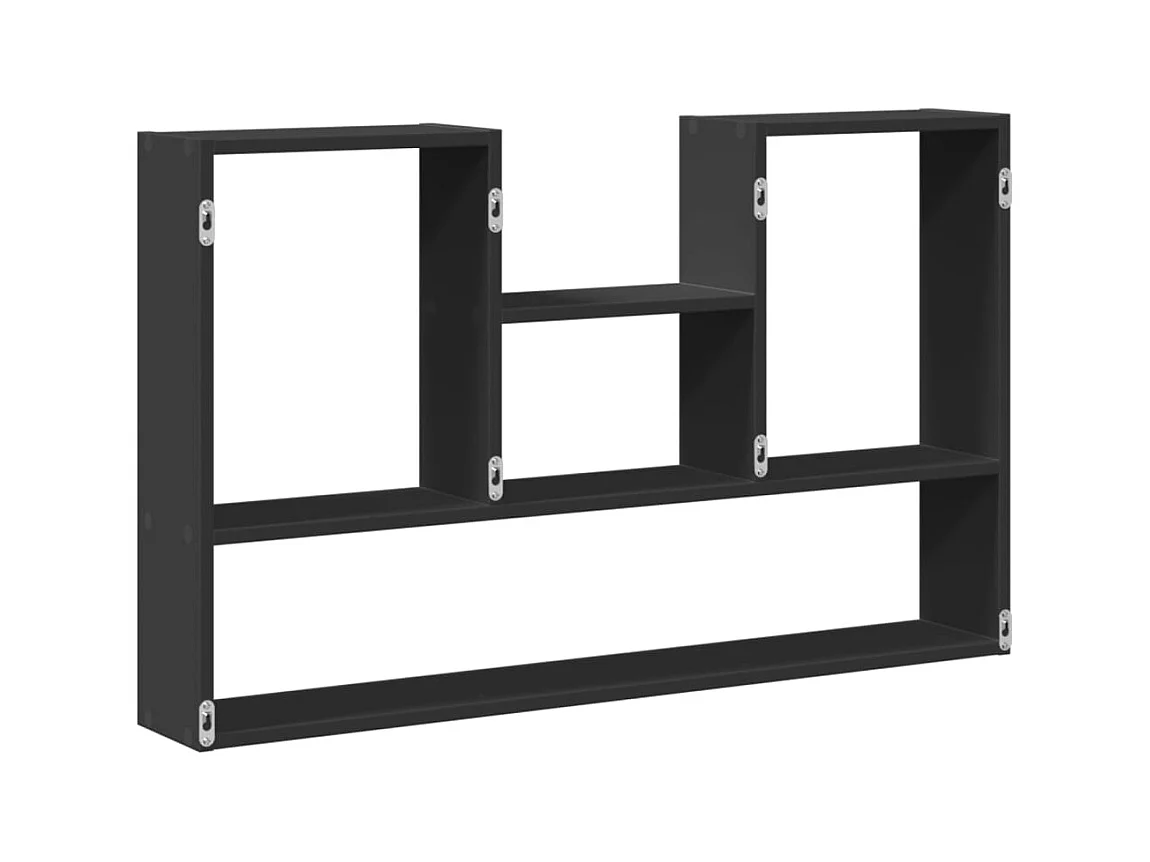 Zwarte wandplank 99x15x60 cm bewerkt hout