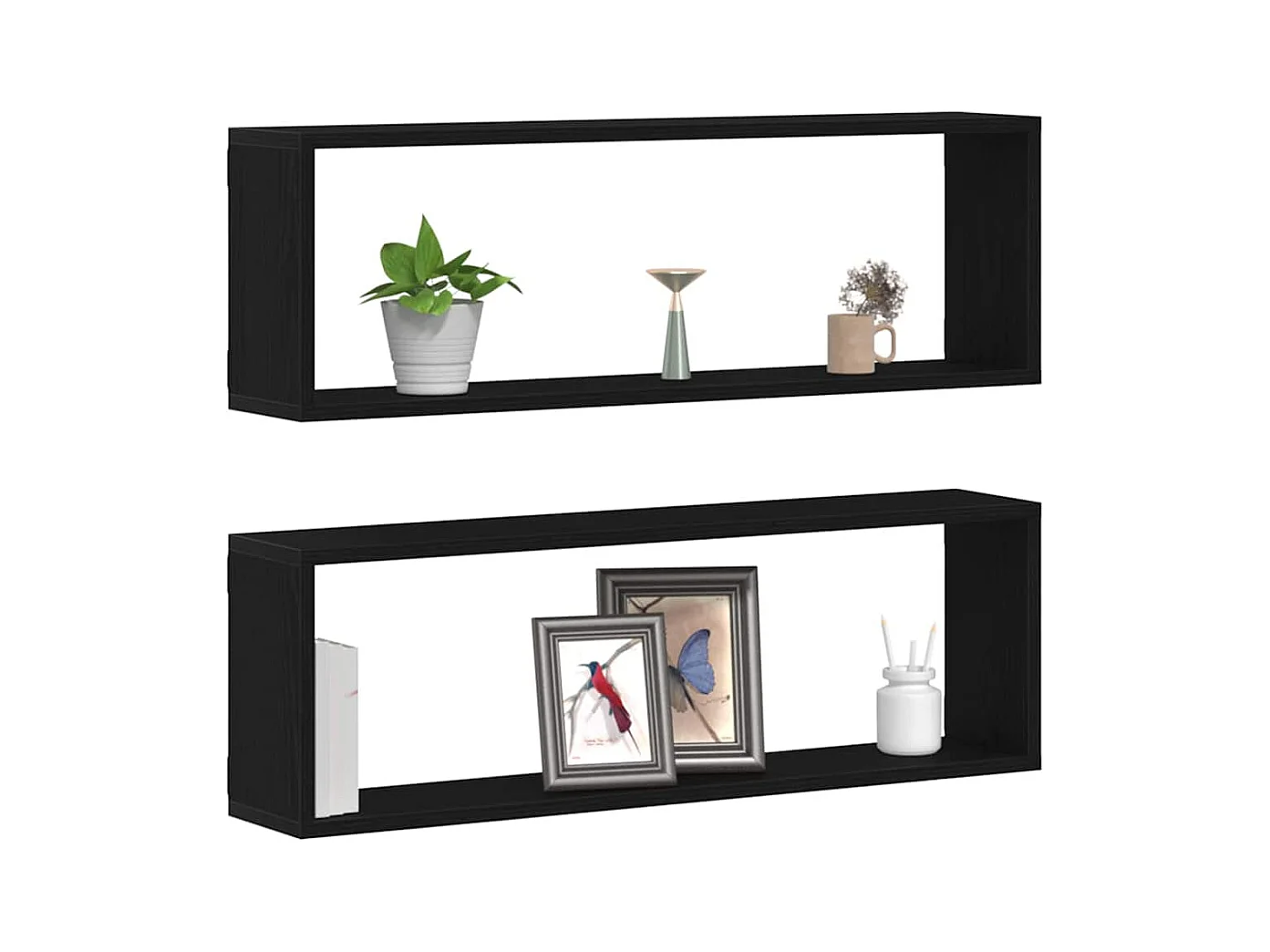 Mensole da parete - Set di 2, Rovere Nero, 80x15x26 cm, in legno ingegnerizzato