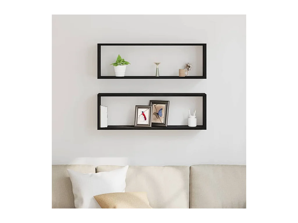Mensole da parete - Set di 2, Rovere Nero, 80x15x26 cm, in legno ingegnerizzato