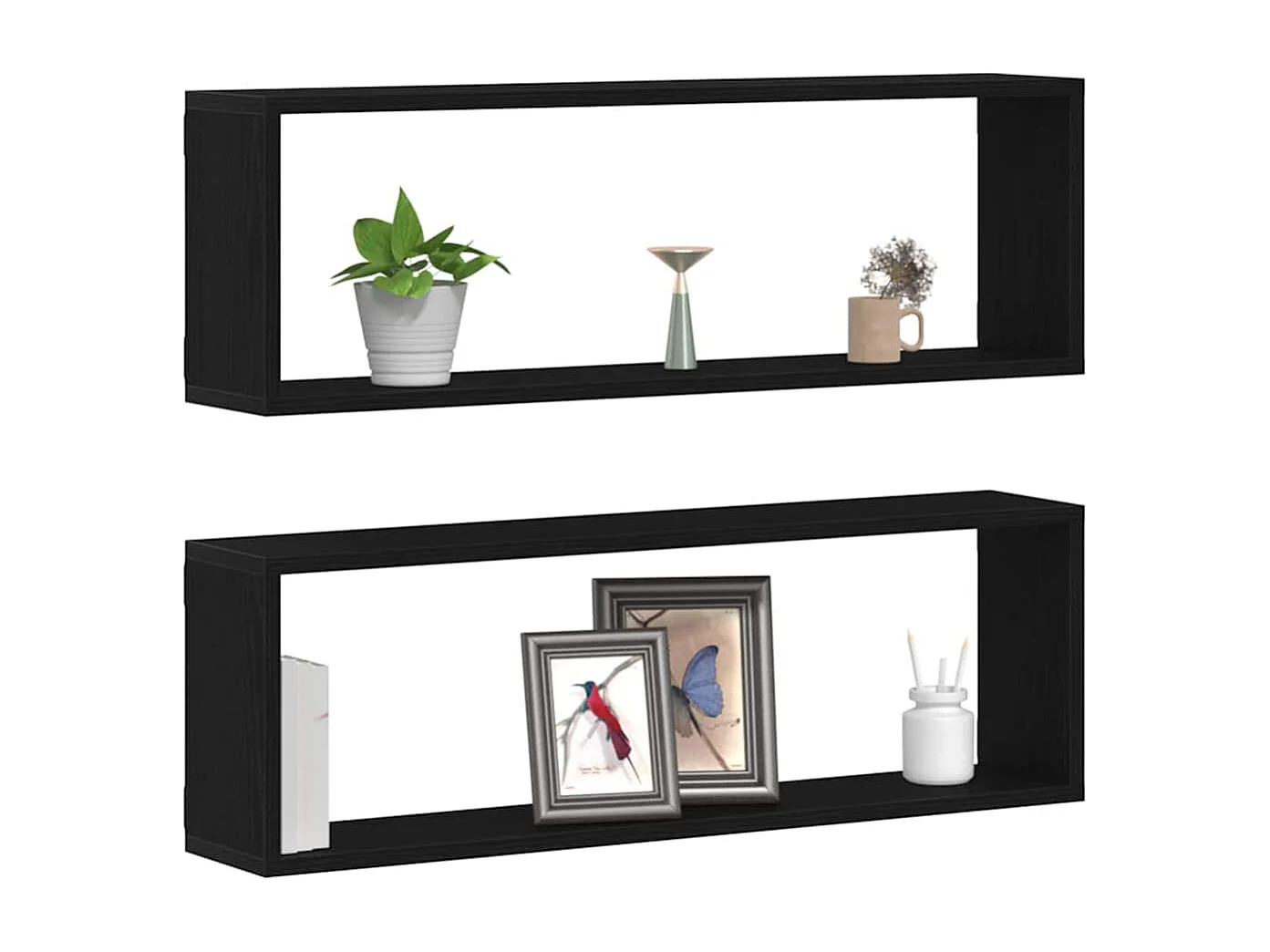 Étagères murales - Set de 2, Chêne Noir, 80x15x26 cm, Fabriquées en Bois d'ingénierie