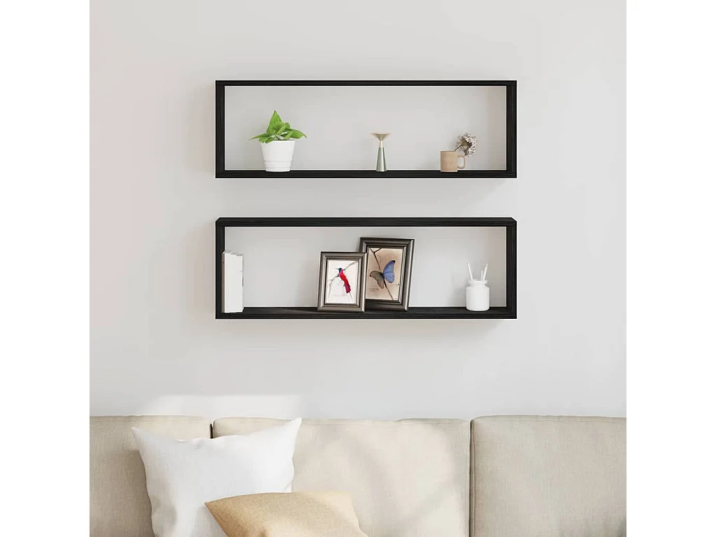 Étagères murales - Set de 2, Chêne Noir, 80x15x26 cm, Fabriquées en Bois d'ingénierie