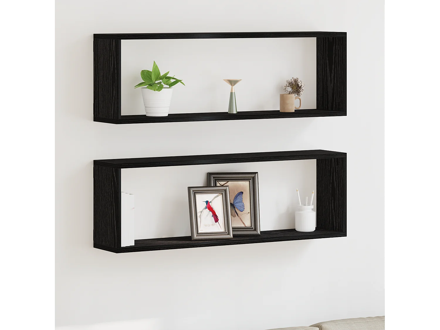 Étagères murales - Set de 2, Chêne Noir, 80x15x26 cm, Fabriquées en Bois d'ingénierie