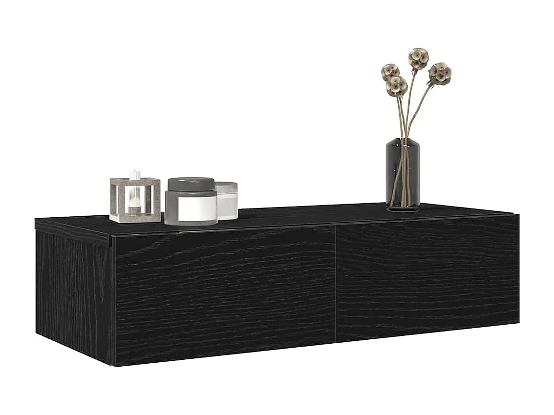 Étagère murale avec tiroirs noir 60x26,5x15cm bois d'ingénierie
