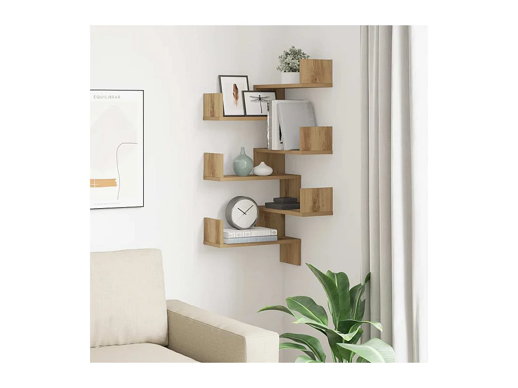 Étagères d'angle murales 2 pcs chêne artisanal 40x40x49,5 cm