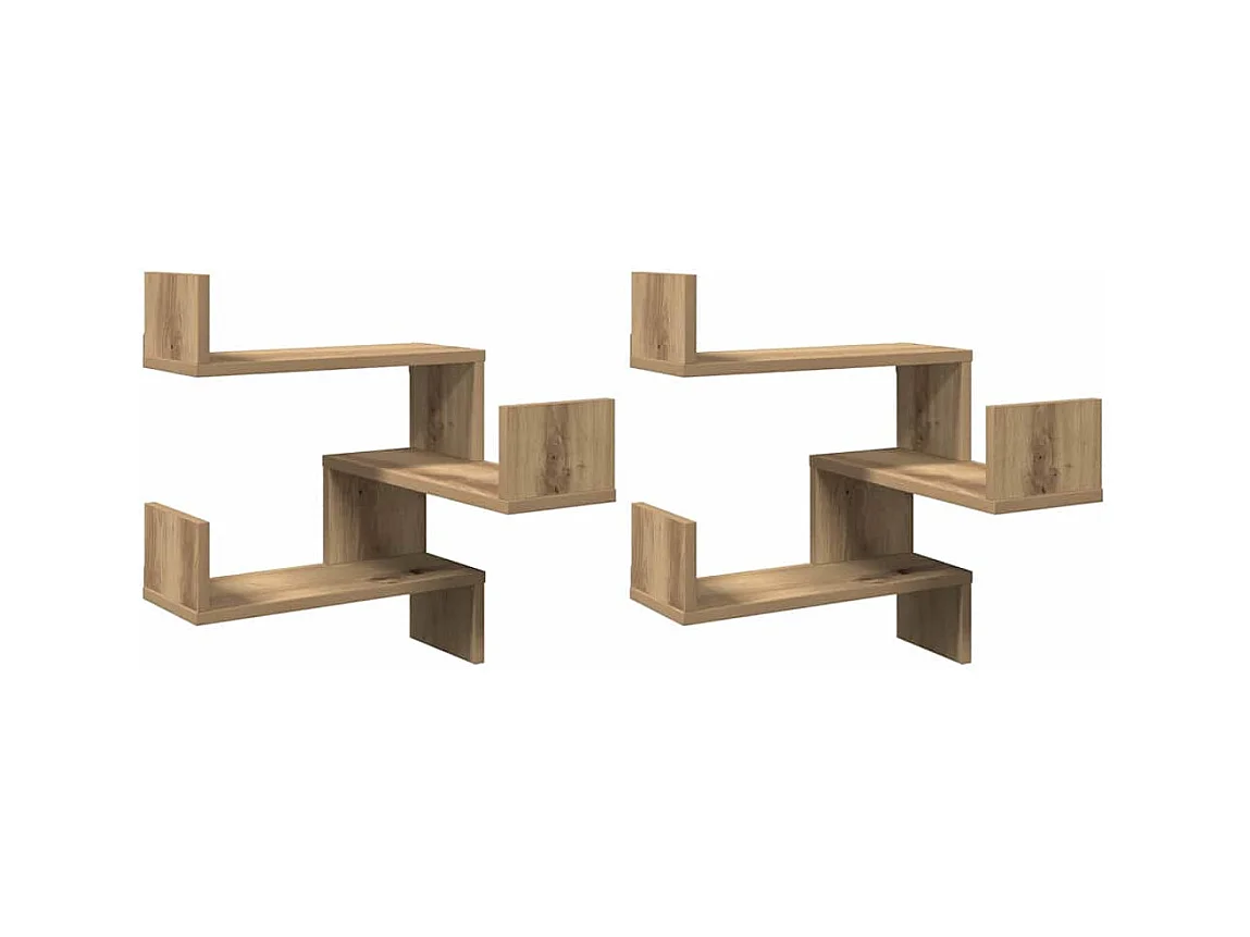 Étagères d'angle murales 2 pcs chêne artisanal 40x40x49,5 cm