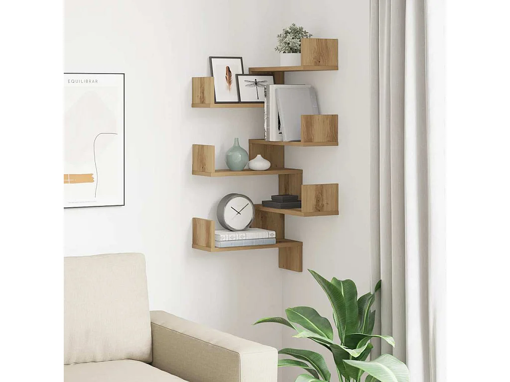 Étagères d'angle murales 2 pcs chêne artisanal 40x40x49,5 cm