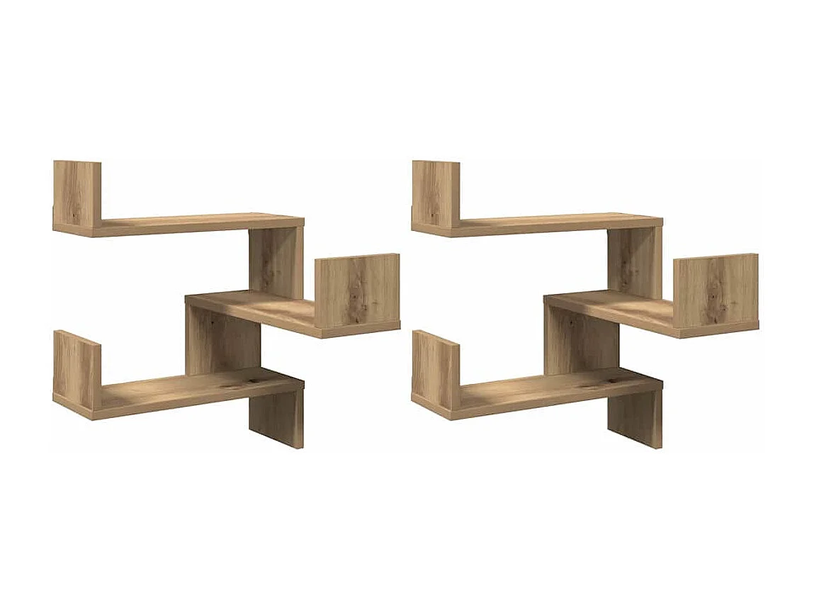 Étagères d'angle murales 2 pcs chêne artisanal 40x40x49,5 cm