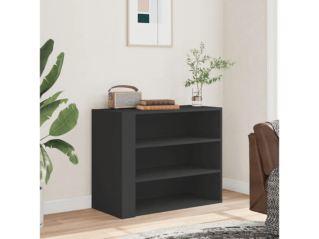 Armario de pared negro 75x35x60 cm madera de ingeniería