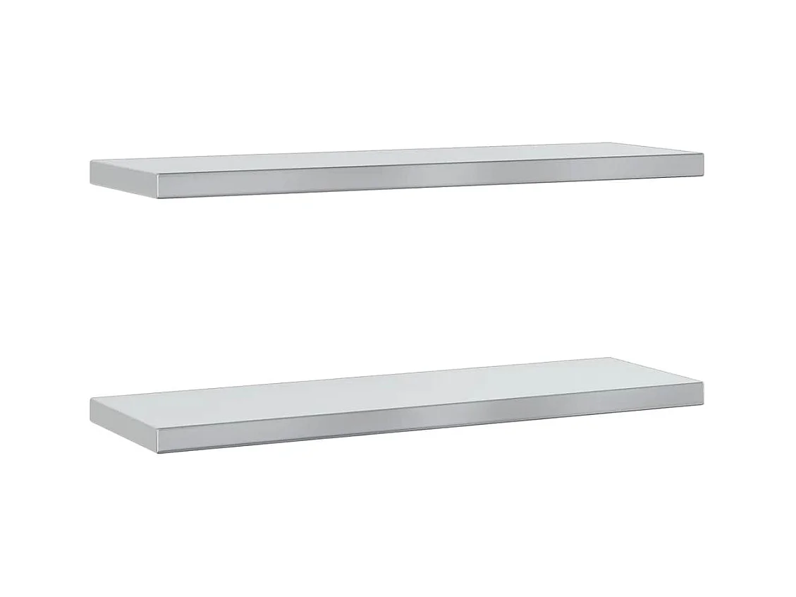 Étagères murales 2 pcs 75x23,5x3 cm argenté acier inoxydable