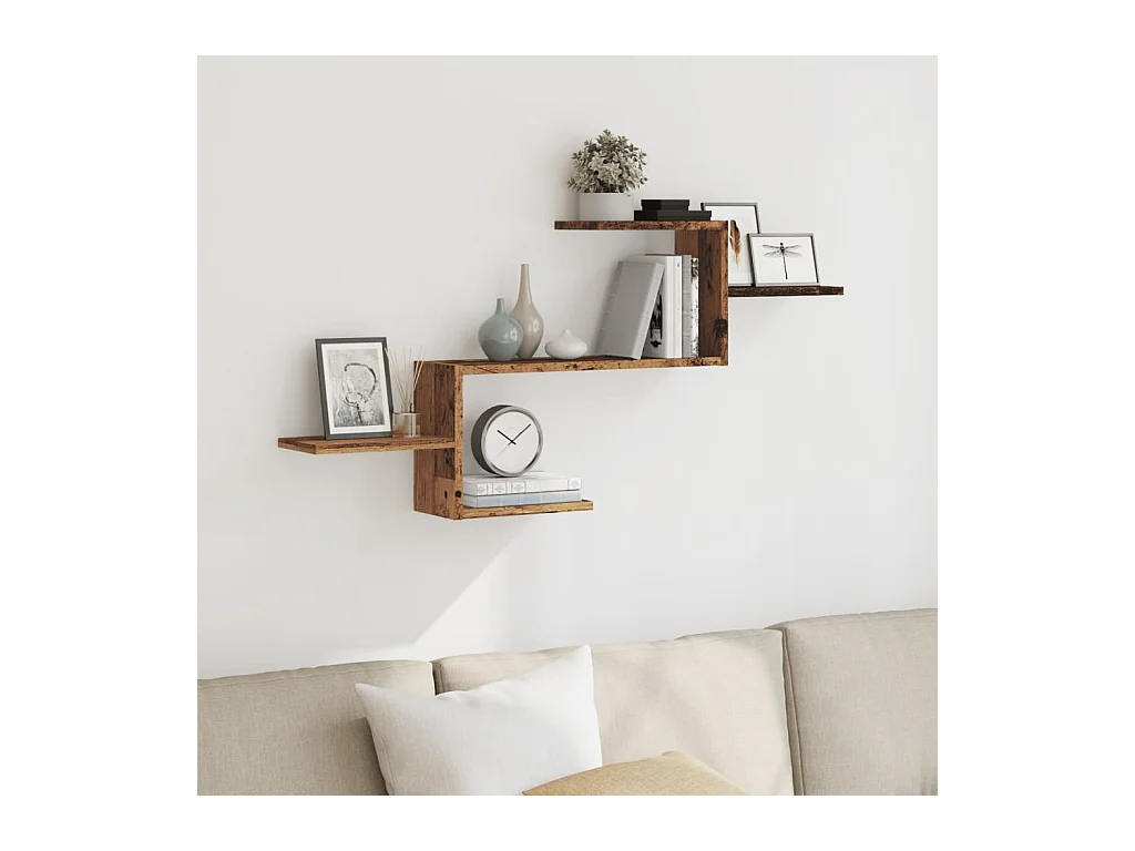 Wandplank oud hout 104x15x49 cm bewerkt hout