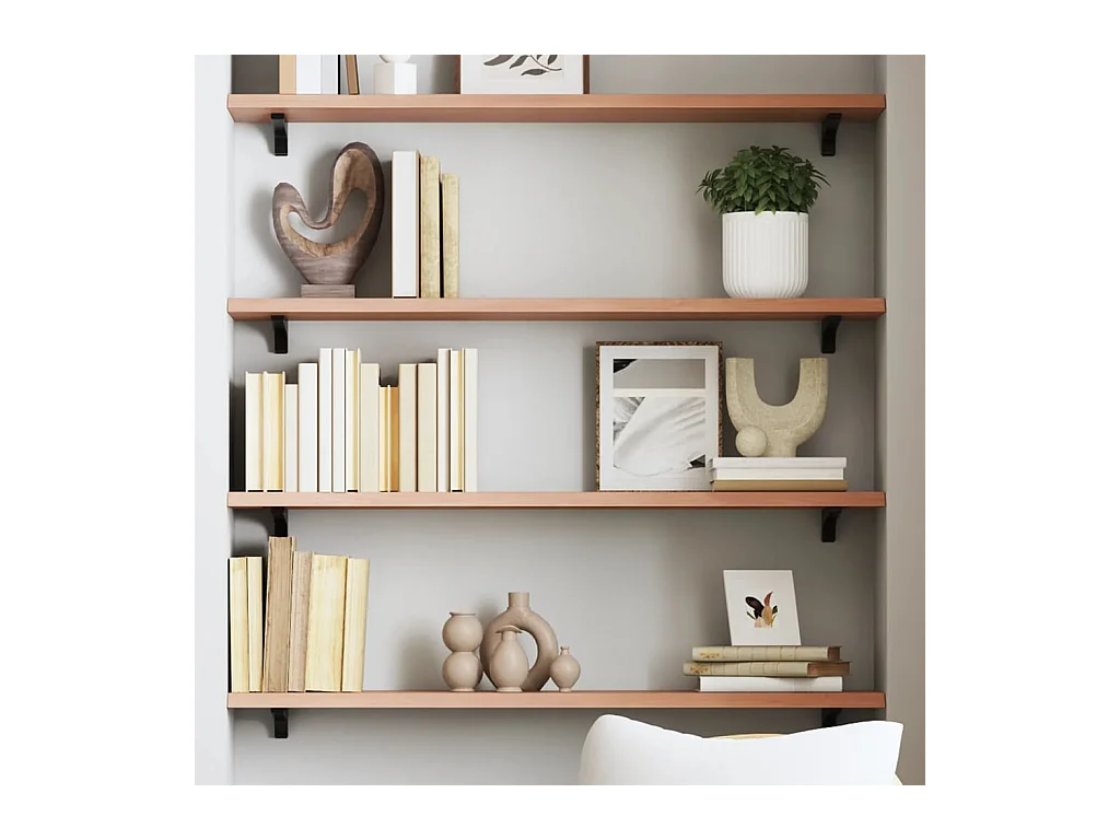 Étagère murale marron clair 80x20x2 cm bois chêne massif traité