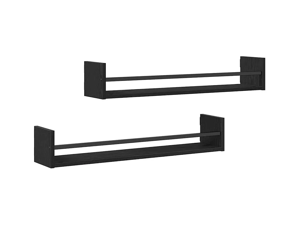 Étagères murales 2 pcs Chêne Noir 80x16x14 cm Bois d'ingénierie
