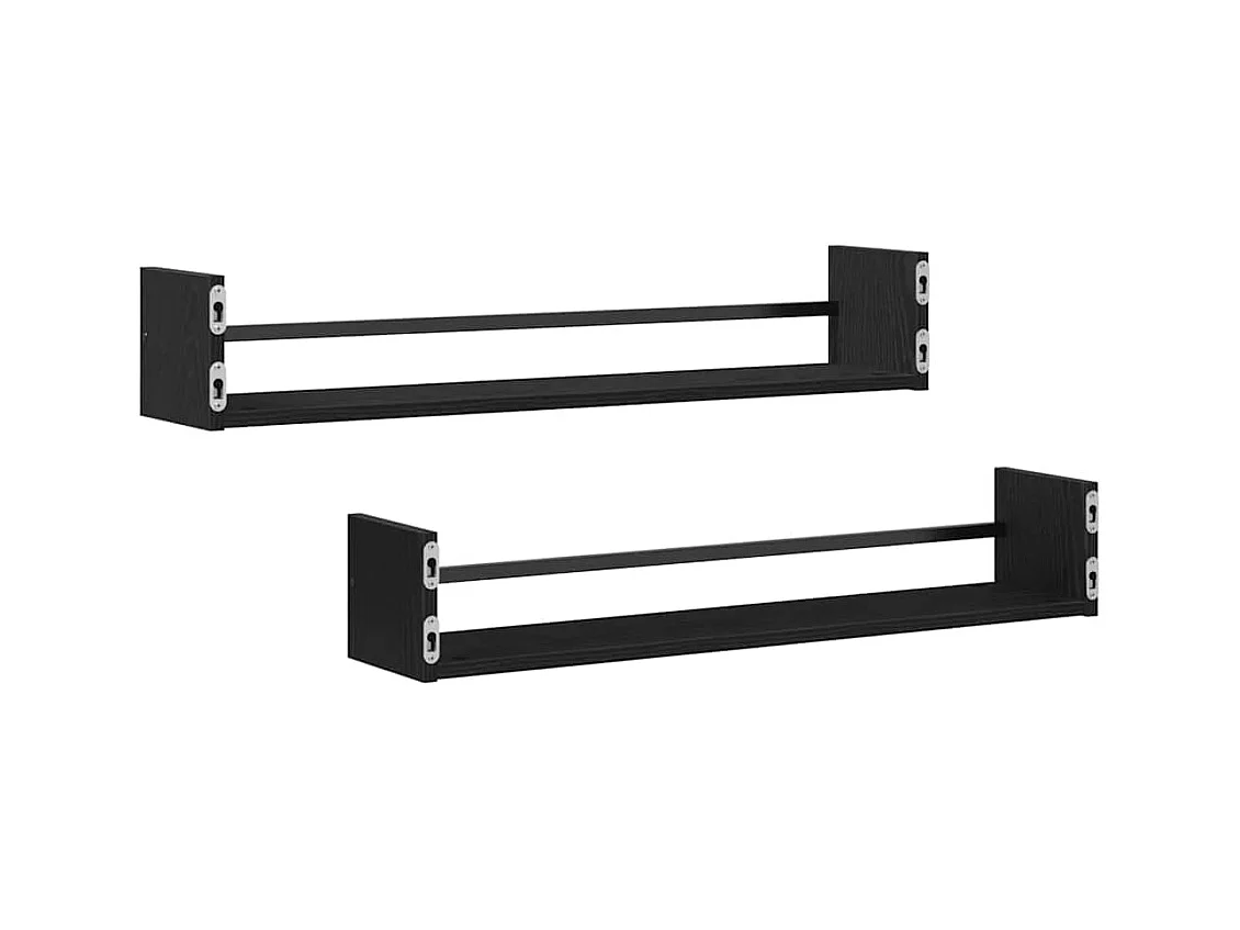 Étagères murales 2 pcs Chêne Noir 80x16x14 cm Bois d'ingénierie