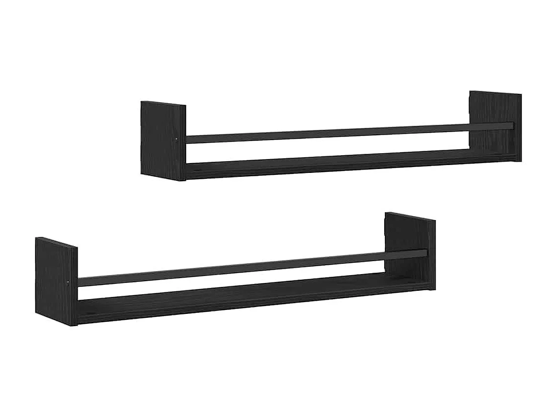 Étagères murales 2 pcs Chêne Noir 80x16x14 cm Bois d'ingénierie