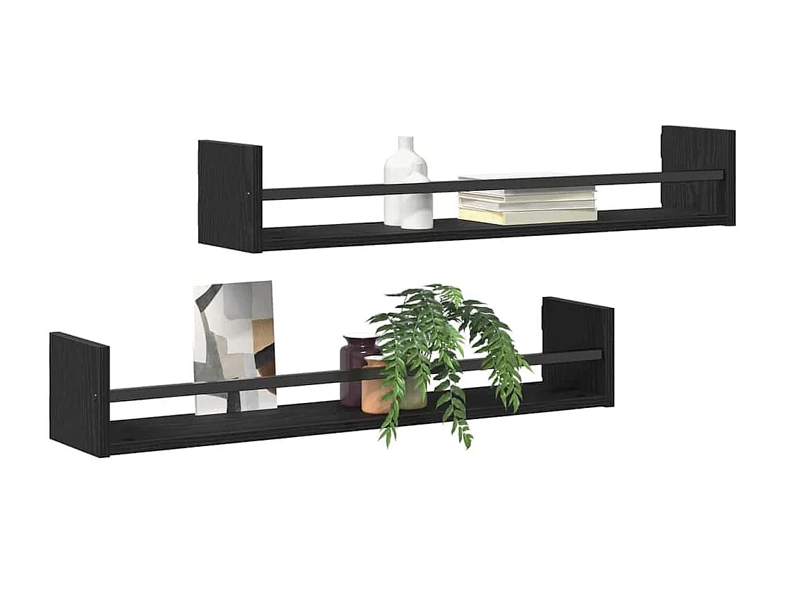 Étagères murales 2 pcs Chêne Noir 80x16x14 cm Bois d'ingénierie