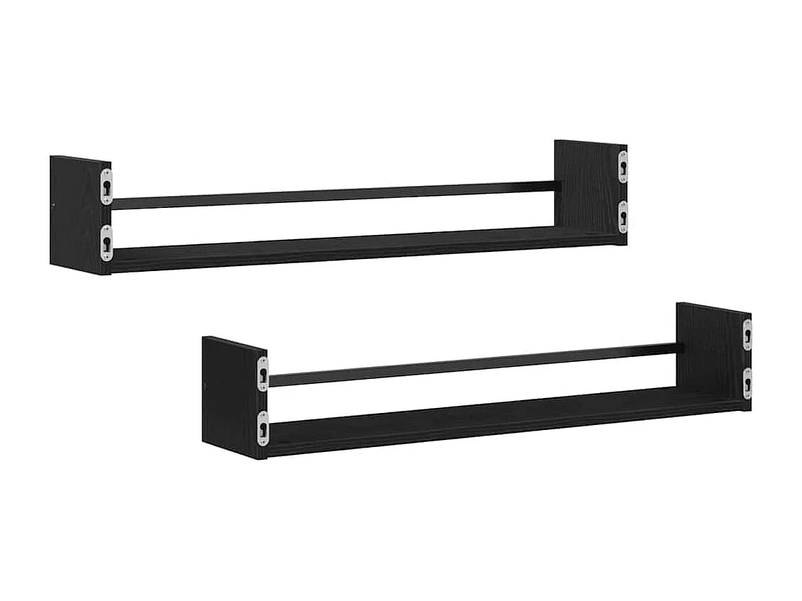 Étagères murales 2 pcs Chêne Noir 80x16x14 cm Bois d'ingénierie