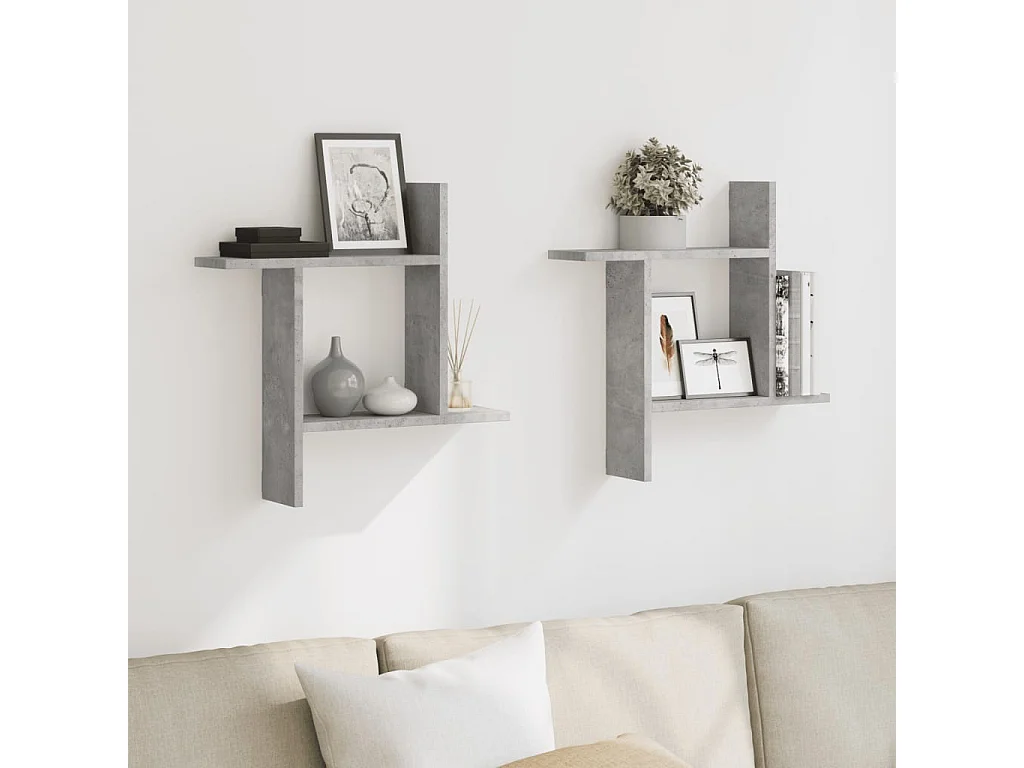 Estantes de pared 2 piezas gris hormigón 50x12x50 cm madera de ingeniería