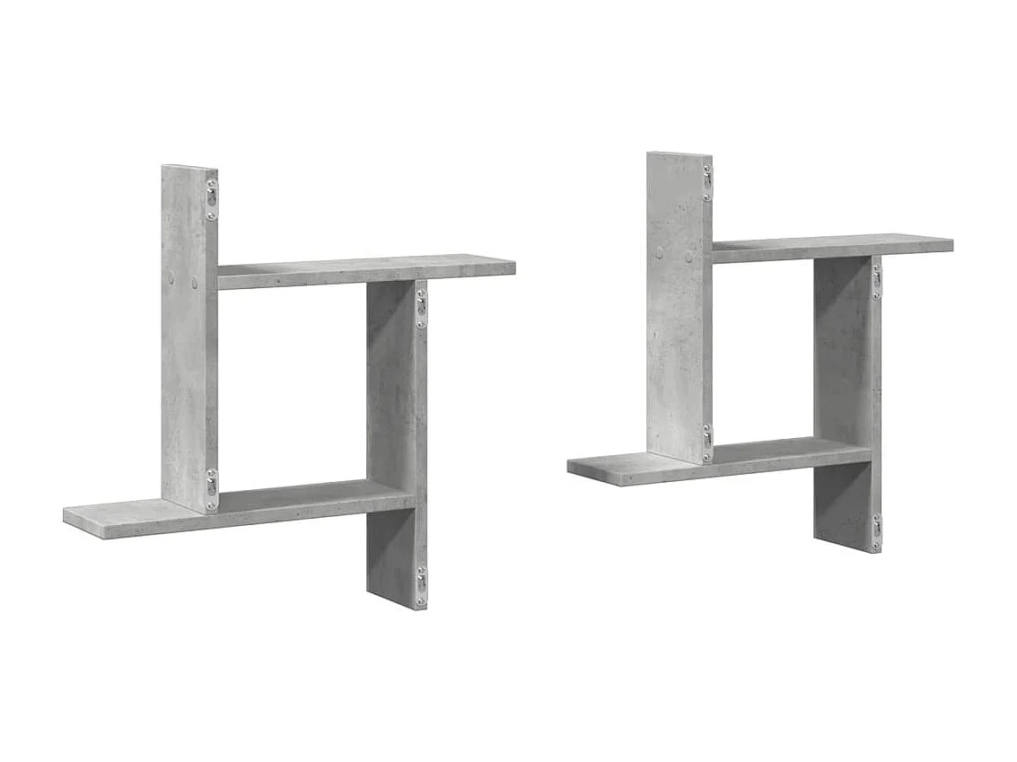 Wandregale 2 Stück Betongrau 50x12x50 cm Holzwerkstoff