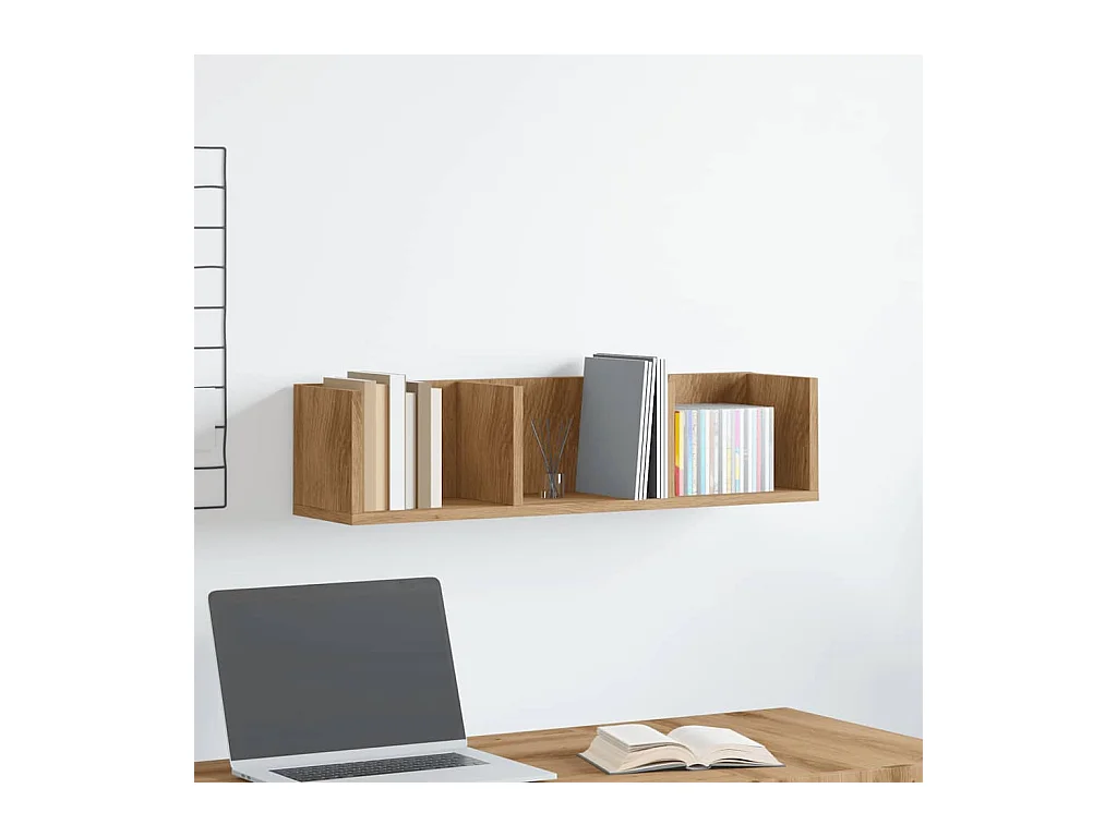 Étagère murale à CD chêne artisanal 75x18x18 cm bois ingénierie