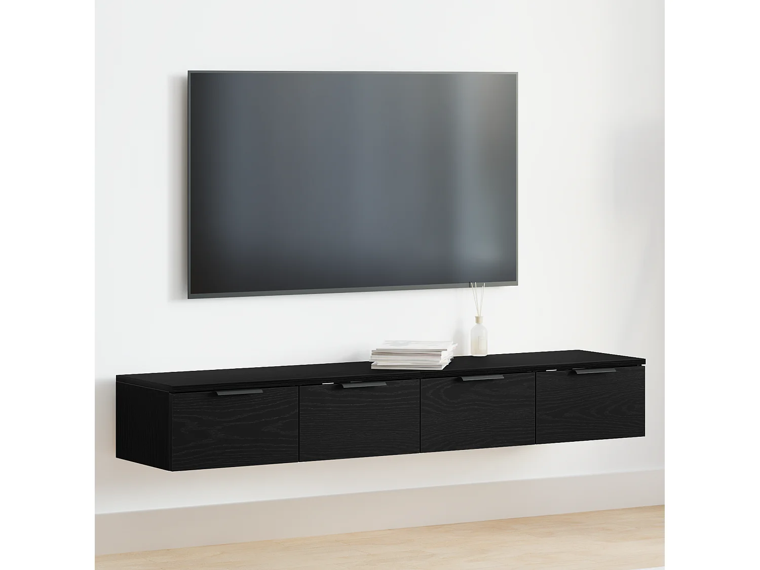 Wandregale 2 Stück Eiche schwarz 68x30x20 cm Holzwerkstoff