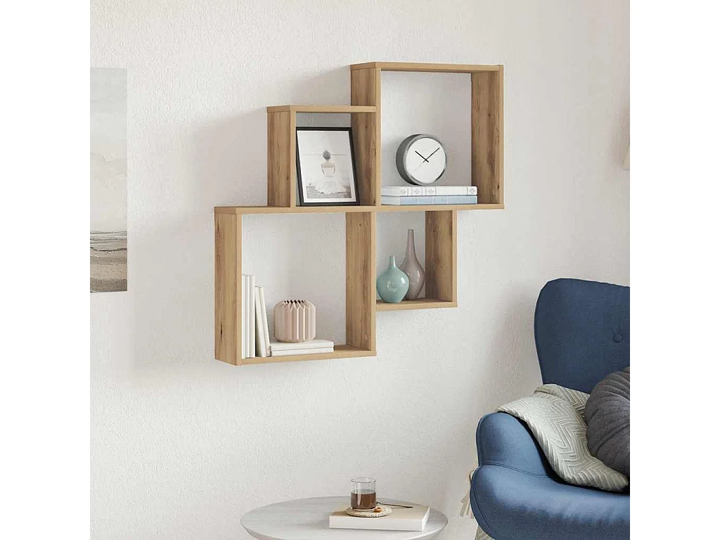 Étagère murale chêne artisanal 80x15x78,5 cm bois d'ingénierie