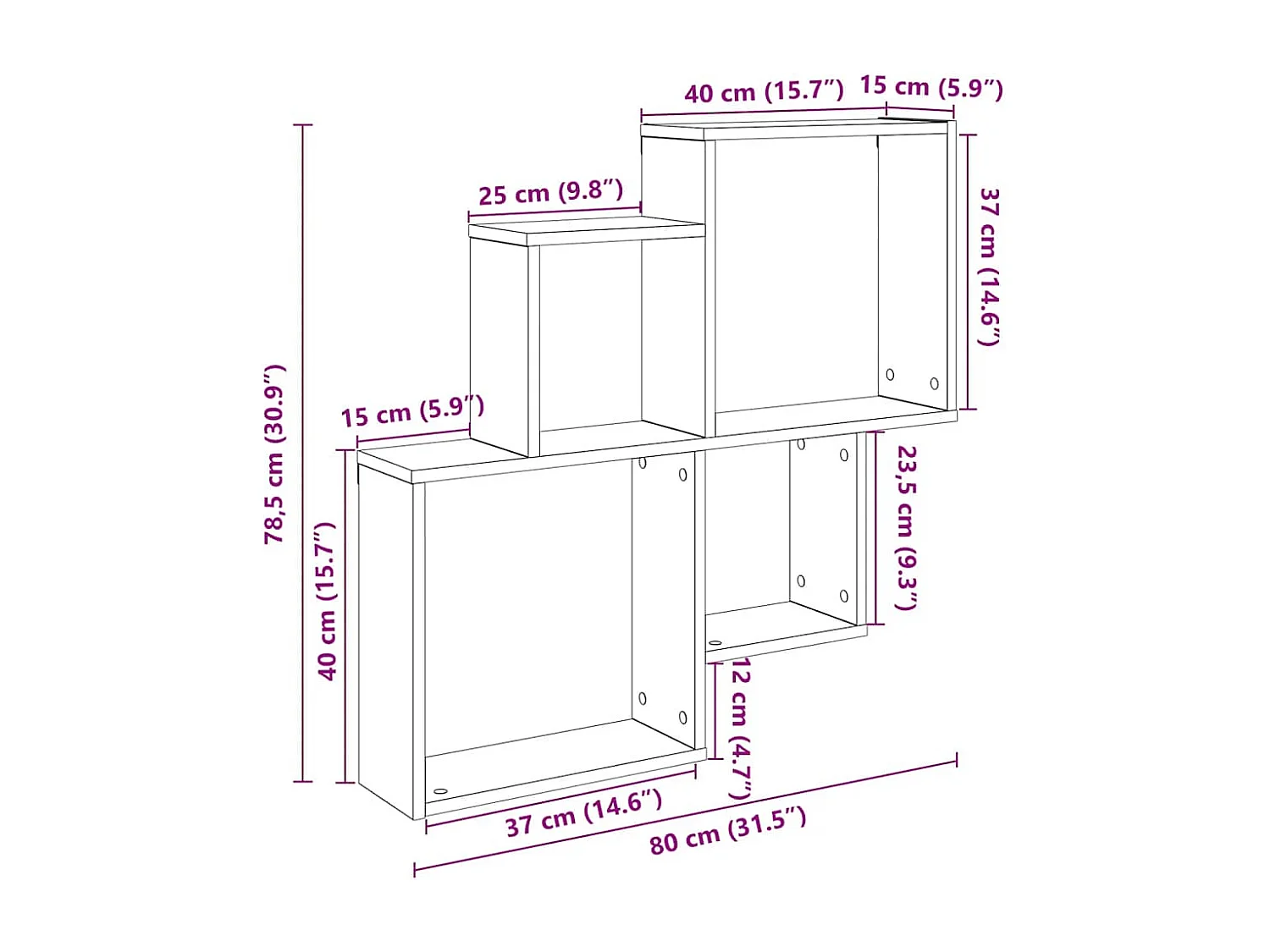 Étagère murale chêne artisanal 80x15x78,5 cm bois d'ingénierie