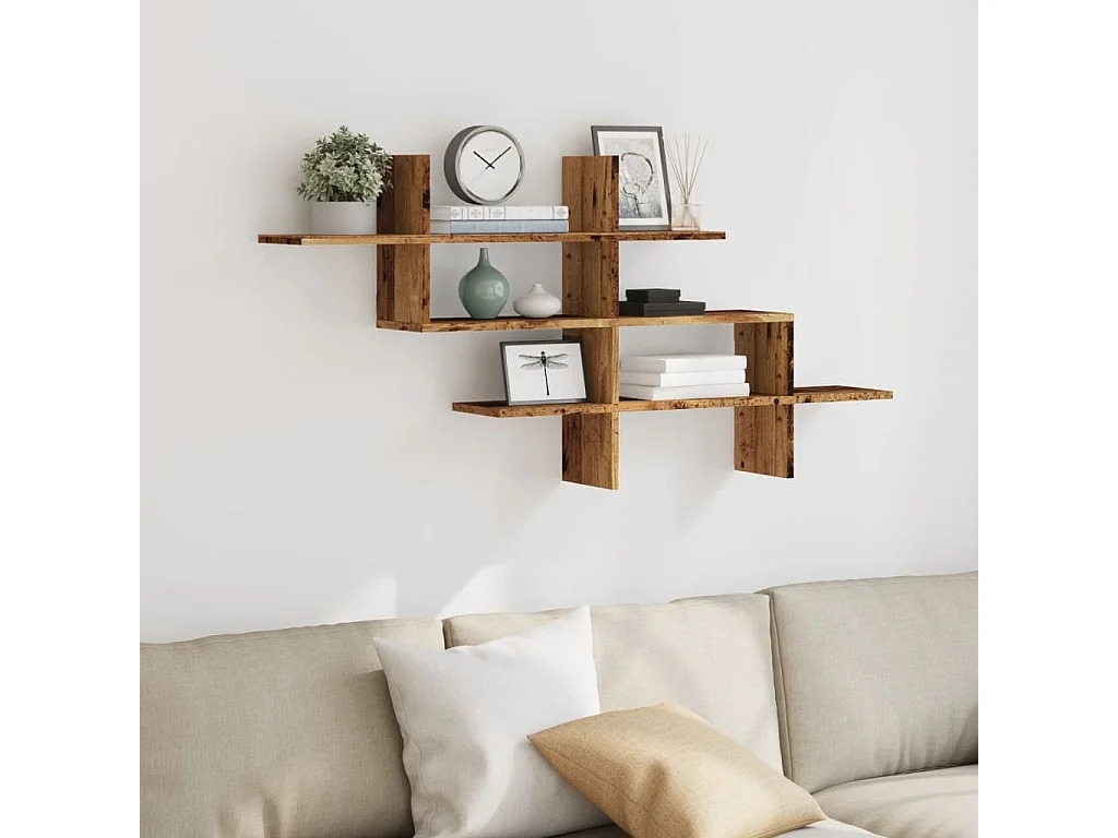 Estante de pared madera vieja 124,5x18x60,5 cm madera de ingeniería