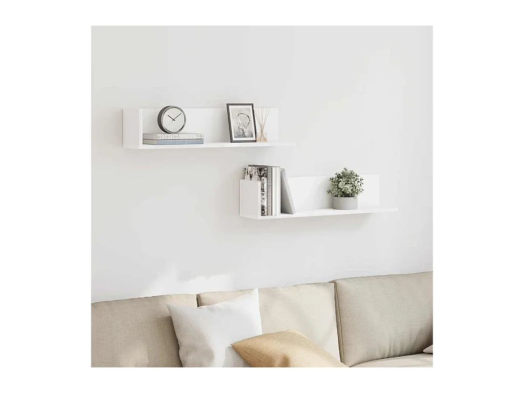 Mensole da parete 2 pezzi bianche 75x16,5x16,5 cm in legno ingegnerizzato