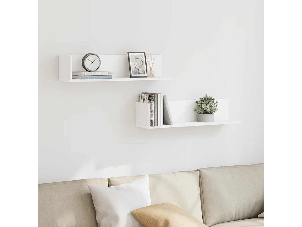 Étagères murales 2 pcs blanc 75x16,5x16,5 cm bois d'ingénierie