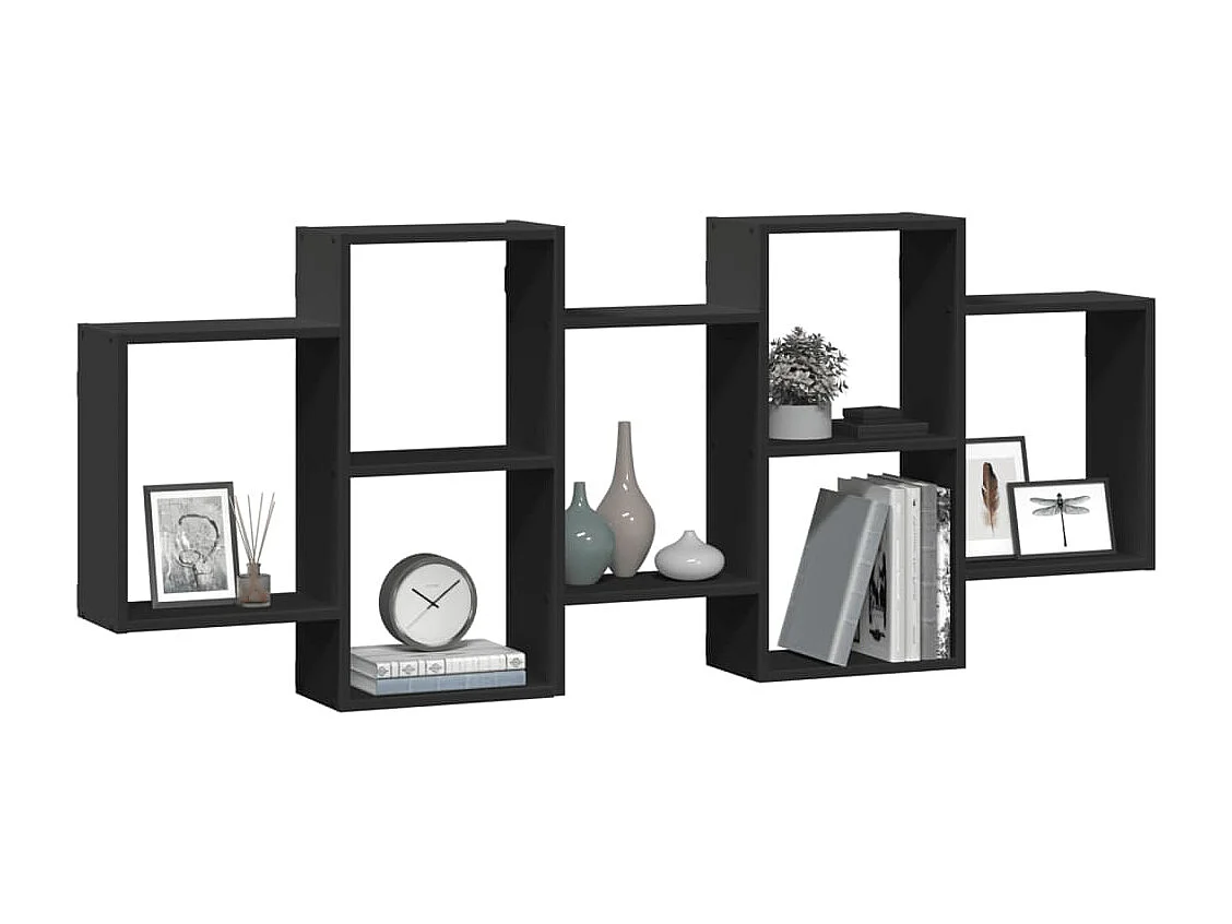 Estante de pared negro 159x18x65 cm madera de ingeniería