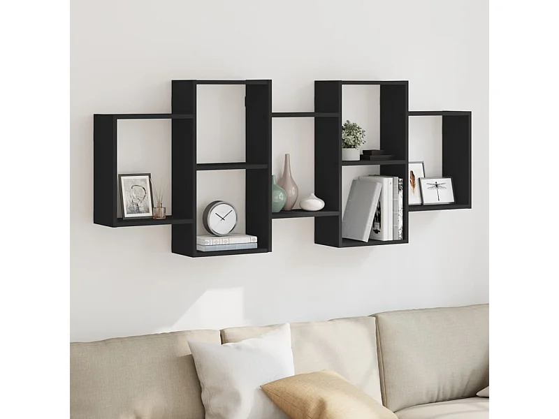 Étagère murale noir 159x18x65 cm bois d'ingénierie